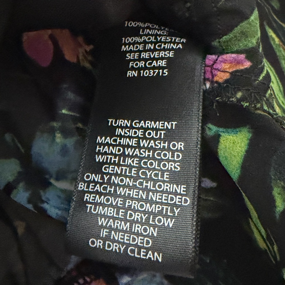 EUC Nicole Miller Black Floral Tie-Front Blouse - Picture 5 of 5